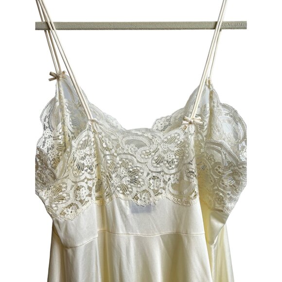 Vintage Lily Of France Ivory Satin & Lace Nightgown Spaghetti Straps Large - Picture 10 of 10